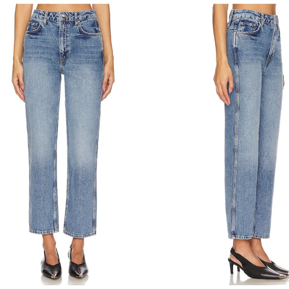 ANINE BING paint splatter Vin jeans in pacific blue